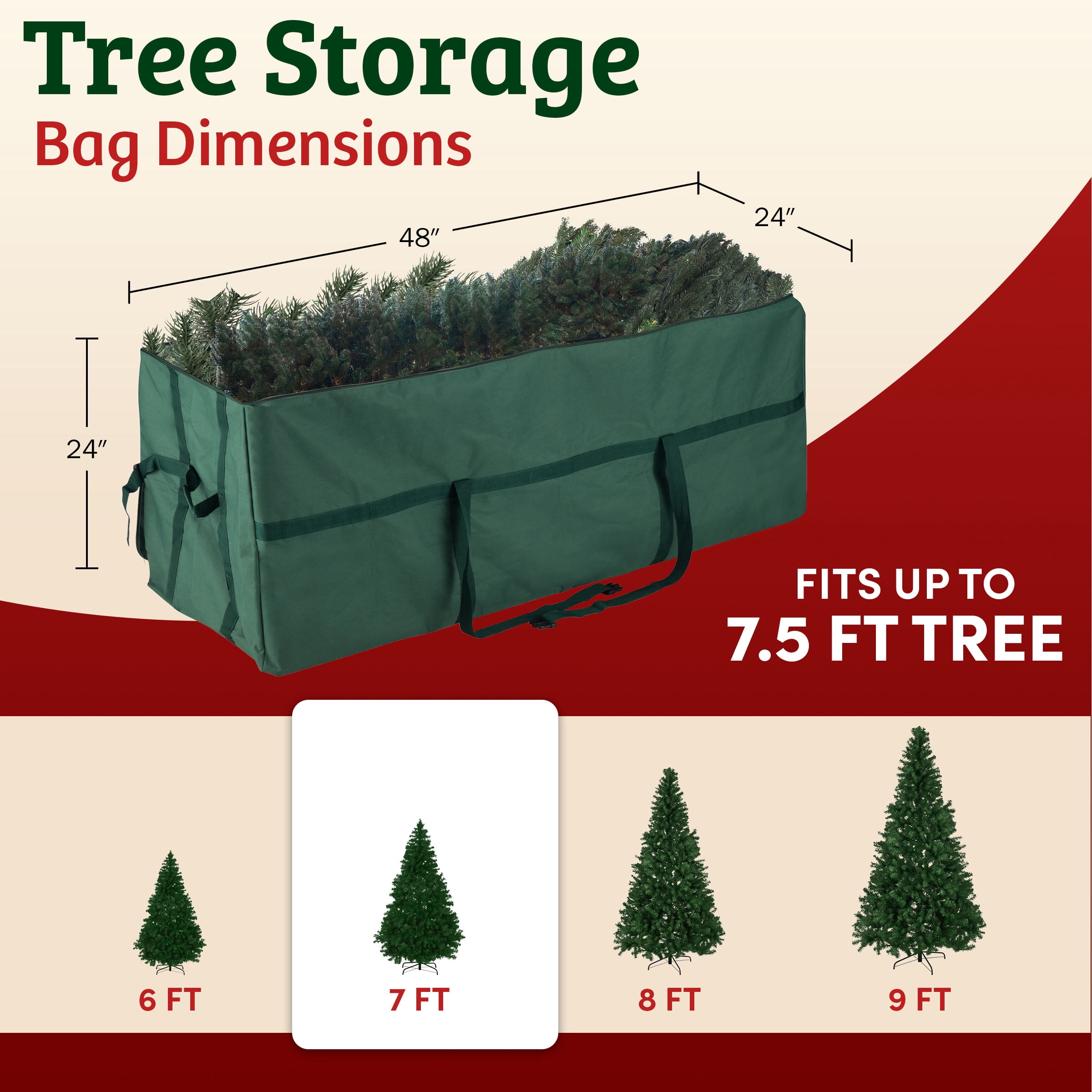 Christmas Tree Storage Bag up to 9 ft Artificial Trees - Quality Green Canvas