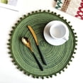 thumbnail image 4 of Hot Pad Non-slip Heat Resistant Cotton Yarn Round Woven Table Placemat Home Decor, 4 of 8
