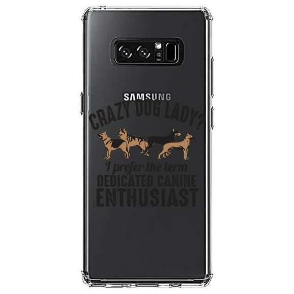 DistinctInk Clear Shockproof Hybrid Case for Samsung Galaxy Note 8 - TPU Bumper Acrylic Back Tempered Glass Screen Protector - Crazy Dog Lady? Canine Enthusiast