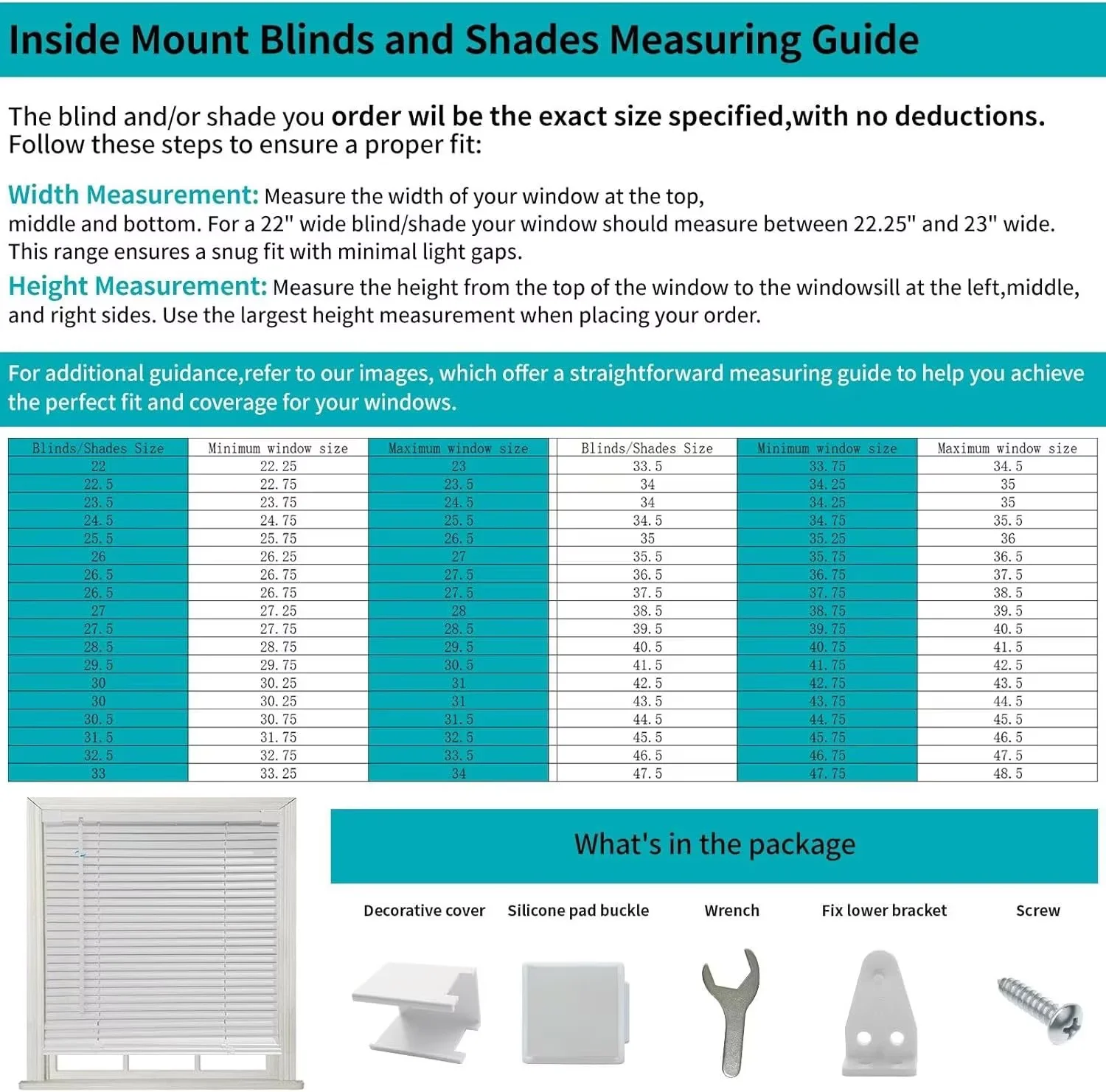 MYshade No Tools-No Drill White-27.5W*64H Cordless 1" Light Filtering Mini Blinds for Indoor Windows Horizontal Shades with Smooth Lift & Dustproof Slats