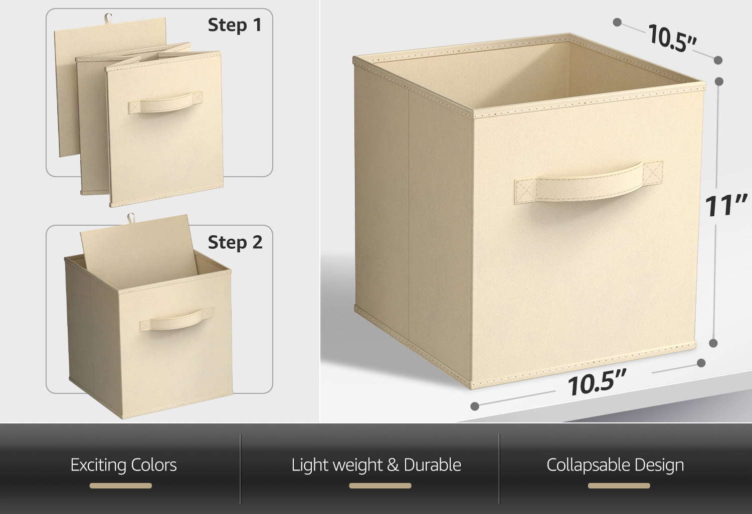 Sorbus Fabric Storage Bins 11" Foldable Cubes With Handles For Pantry, Cubbies, Toy And Closet Shelving Organization - 8Pk
