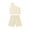 Beige, variant on Baby Toddler Girls 2 Piece Shorts Outfit Solid Color One Shoulder Sling Top Summer Short Sleeve Shorts Suit 12M-4Y