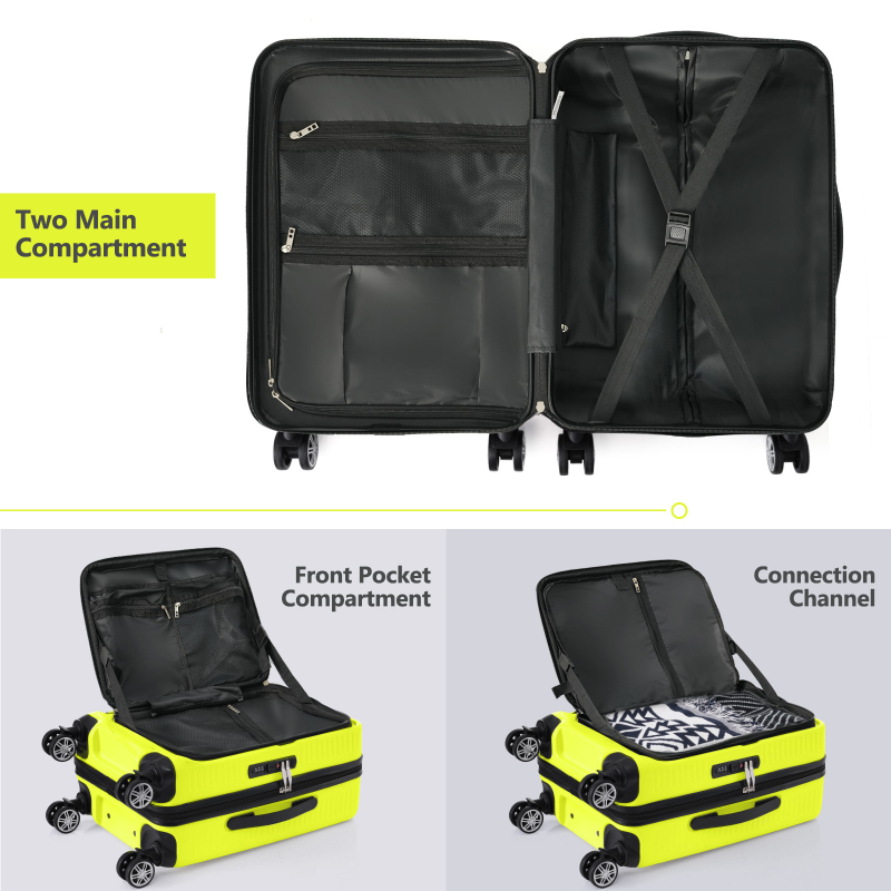 Carry-on Luggage 20 Inch Front Open Luggage Lightweight Suitcase with Front Pocket and USB Port, 1 Portable Carrying Case