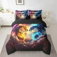 thumbnail image 2 of Manfei Magical Dragon 7-Piece Twin Bedding Sets,Magic Animal Bedding Comforter Set,Blue Yellow Breathable Sheet Sets,Microfiber Abstract Bedroom Decoration,Reversible, 2 of 7
