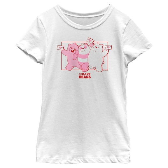 Girl's We Bare Bears Valentine's Day Letters  Graphic Tee White X Small