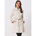 thumbnail image 2 of Abrigo de gamuza sintética para mujer Gabardina con cinturón y botones en la parte delantera de invierno Beige L, 2 of 5