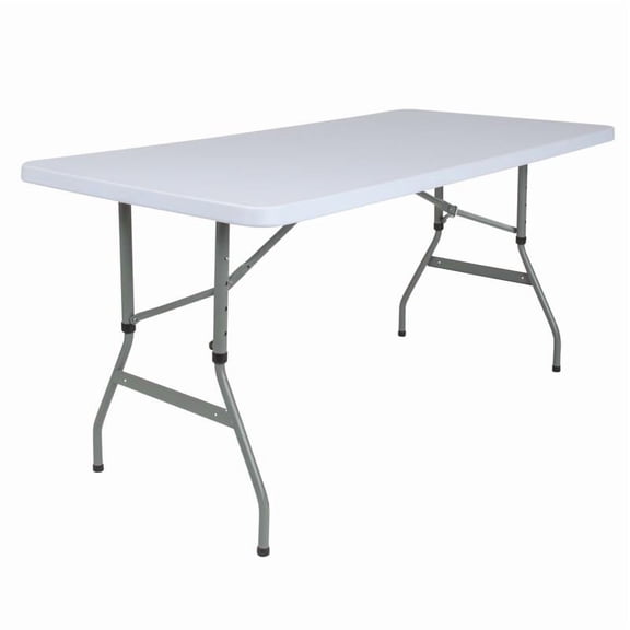 30''W x 60''D Granite White Plastic Folding Table with Height Adjustable / 5-Foot Granite White Plastic Folding Table with Height Adjustable