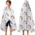 thumbnail image 3 of Rainbow Mane Unicorn Pattern Hooded Bath Towel，60"x35" for Ages 3 To 12 Kids, Quick Dry Lightweight Soft Microfiber Hood Beach Towel Cover Up for Kids, 3 of 7