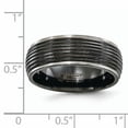 thumbnail image 6 of Edward Mirell Titanium Black Ti Grooved Step Edge 8mm Band EMR122, 6 of 7