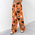 thumbnail image 3 of Fabrcox Halloween Womens Pajama Bottoms Ghost Pumpkin Spider Web Womens Lounge Pant Spooky Comfy Fall Winter Wide Leg Women's Sleep Pants, 3 of 5