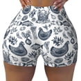 thumbnail image 2 of Daiia Chicken And Fish Pattern Women's Workout Shorts Biker Shorts - High Waisted Workout Spandex Tummy Control Gym Running Yoga Shorts-Medium, 2 of 8