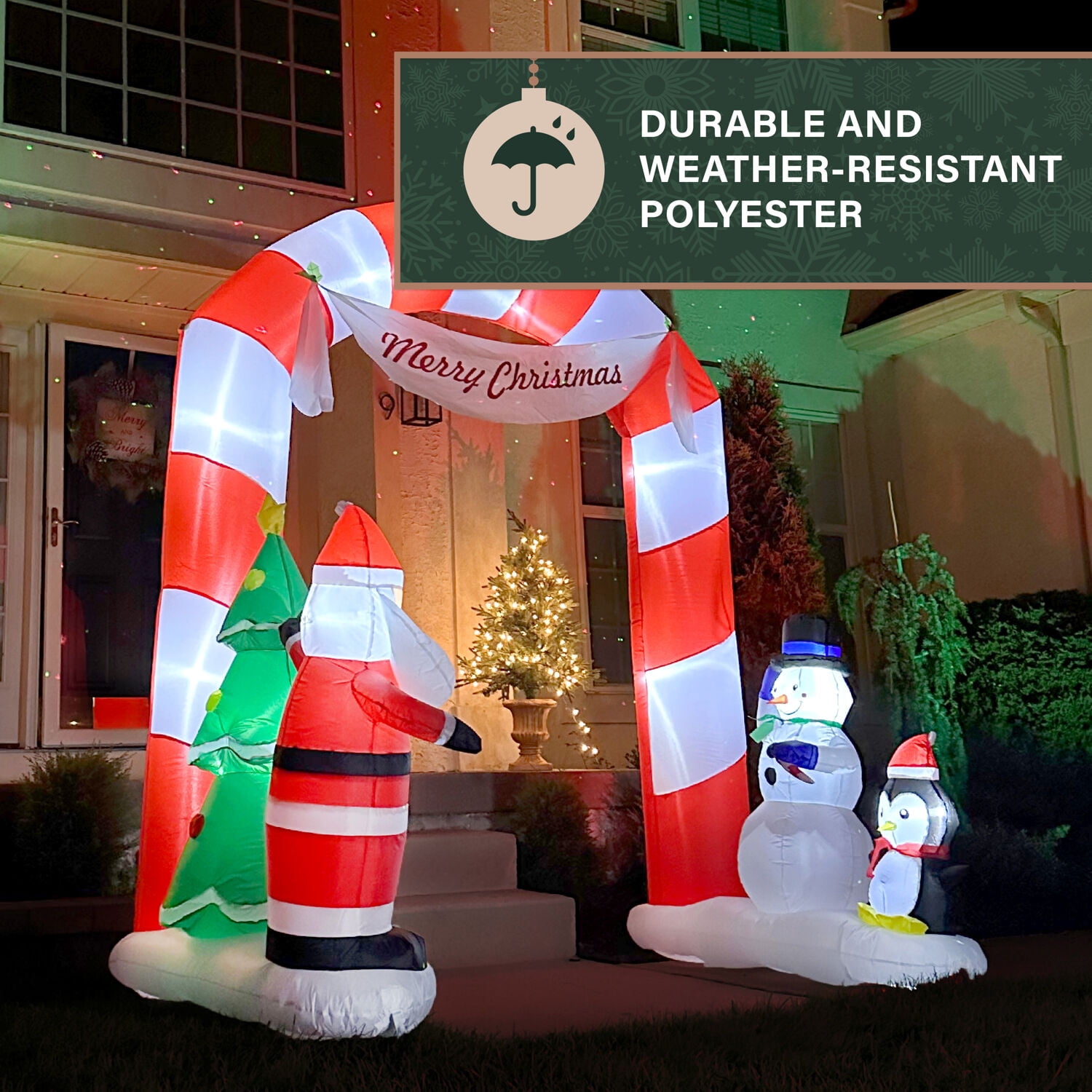 8ft Inflatable Candy Cane Arch w/ Lights