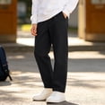 thumbnail image 5 of OGLCCG School Uniform Pants for Boys Fleece Lined Winter Warm Dress Pants High Rise Straight Leg Flat Trousers with Pockets Size 3, 5 of 8