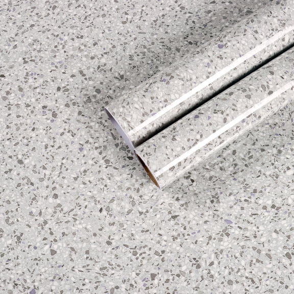 CHIHUT 17.7"x100" Grey Granite Contact Paper for Countertops Waterproof Self Adhesive Granite Countertop Contact Paper Marble Peel and Stick Wallpaper Terrazzo Vinyl Roll for Bathroom Cabinets Wall