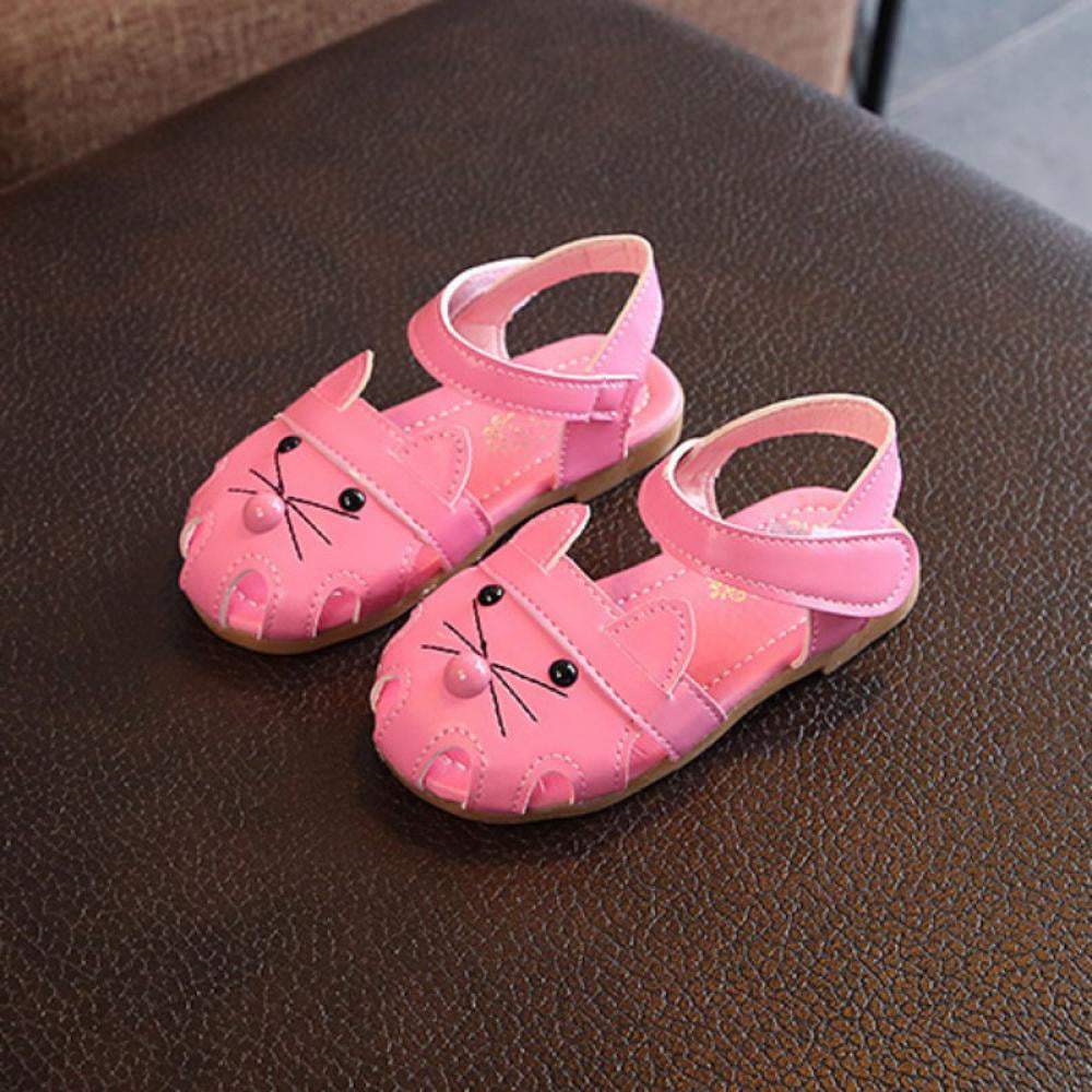 Aisprts Baby Girls Sandals Cotton Blend Upper and Anti Slip PU Leather Soft Sole Toddler Shoes Outdoor Summer Baby Girl Sandals