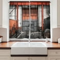 thumbnail image 2 of Ambesonne Industrial Kitchen Curtains, Old Door Entrance Scene, 55"x39", Orange White and Grey, 2 of 3