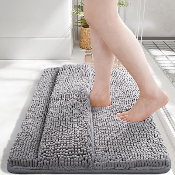 Yhmxh Chenille Bathroom Rug Mat, 24 x 16 Extra Soft Non Slip Absorbent Water Bath Rug, Quick Dry Machine Washable Chenille Shaggy Shower Mat, Bath Mat for Bathroom Floor, Home Decor Accessories
