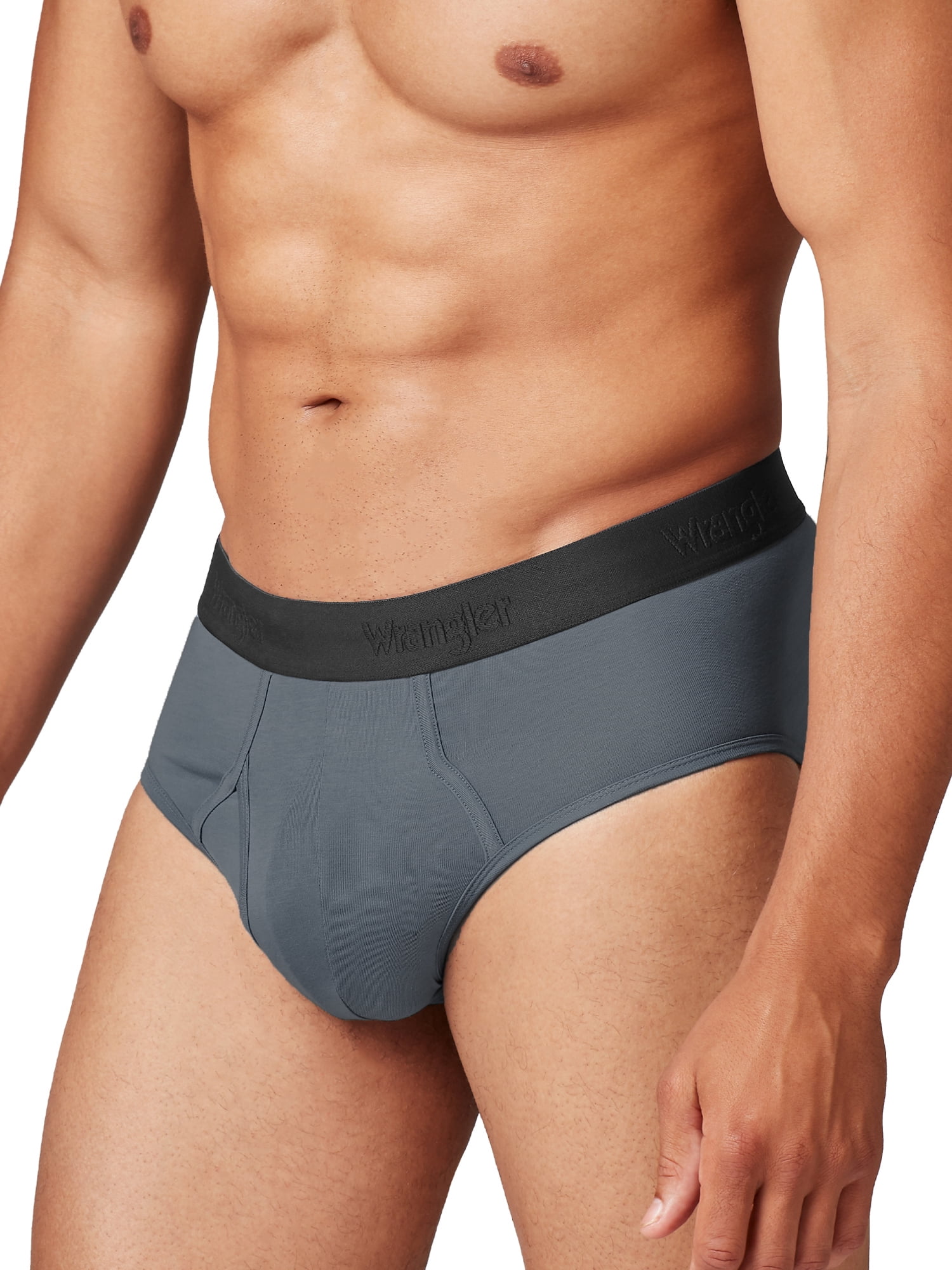 Wrangler Men's Cotton Stretch 6" Boxer Brief Men's Underwear, Large, Black/Dark Olive/Charcoal, 6-Pack