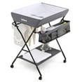 thumbnail image 1 of INFANS Baby Changing Table with Wheels, Portable Folding Diaper Station Nursery Organizer with Storage Basket, Hanging Rack, Adjustable Height, Safety Belt for Newborn Infant, 1 of 6