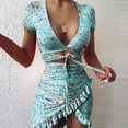 thumbnail image 2 of Vestido HUOGUO Fashion vestido sexy asimétrico con estampado para mujer, 2 of 5