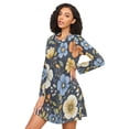 thumbnail image 3 of FORMRS Womens Long Sleeve Nightgowns Crew Neck Sleep Shirt Soft Pajamas Sizes S-3XL, Navy Floral Pattern, 3 of 8