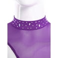 thumbnail image 6 of Doomiva Women Shiny Lyrical Dance Dress Asymmetric Figure Skating Dress Modern Contemporary Dancewear Purple S, 6 of 7