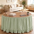 thumbnail image 5 of 6FT Green Gingham Ruffled Table Skirt, Woven Fabric Farmhouse Table Cover for Spring Decor, Easter Party, Garden Picnic, Dessert Table, 30 x 72 Inch, 5 of 7