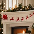thumbnail image 6 of Red Christmas Felt Hanging Banner,Traditional Sleigh Reindeer Garland,Polyester Festive String Decor For Wall Fireplace Door Party Home Holiday Decor, 6 of 6