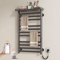 thumbnail image 2 of SIOYIE Smart Heated Towel Rack, 290W Wall-Mounted Electric Towel Warmer with Shelf, 8-Bar, Wi-Fi App Control, 1-24H Timer, 115℉-155℉, Low Carbon Steel, IPX5, Plug-in/Hardwired, Gray, 2 of 9