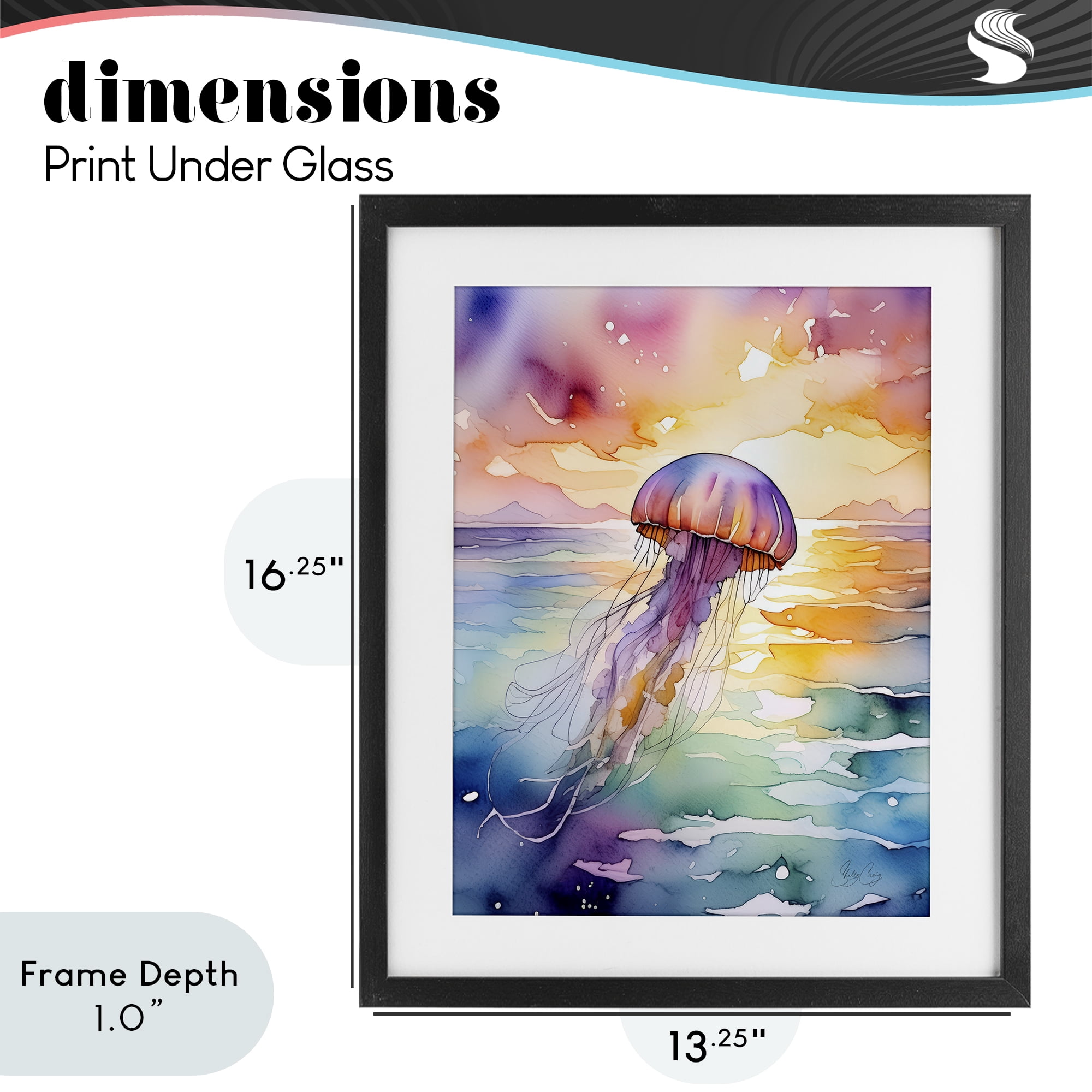 Stupell Industries Celestial Drift Jellyfish Black Framed Print Under Glass, design by Shelly Craig