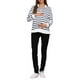 thumbnail image 2 of INSPIRE CHIC Blusa de maternidad para mujeres, camiseta de algodón con cuello simulado, media cremallera, mangas largas, laterales abiertos, cuello de tortuga, embarazo, M azul, 2 of 6