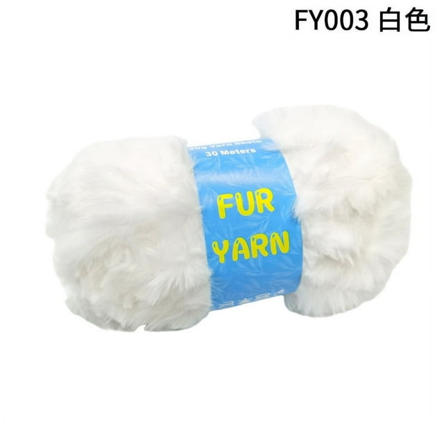 Nvzi 2 madejas de hilo de pelo súper suave, grueso y esponjoso, hilo de pelo sintético suave para tejer a crochet, longitud total 2 × 30 m (2 × 33 yardas, 50 g × 2), color blanco