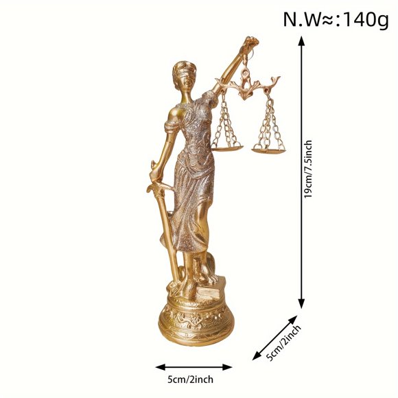 DEBGFS 1pc Golden Lady Justice Statue European Style Resin Sculpture Tabletop Art Decor Home Office Cafe Shelf Living Room Entrance Display Decor,TP-FD01,none