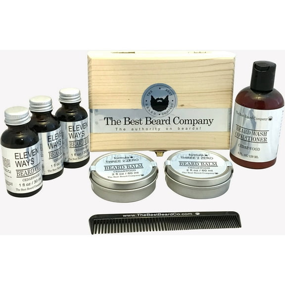 The Best Beard Company The Deluxe Cedarwood Conditioner Grooming Kit, 8 pc