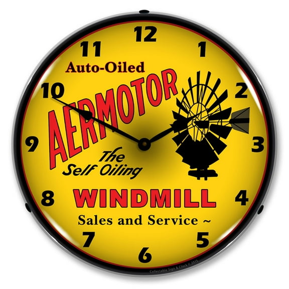 Collectable Sign and Clock Aermotor Windmill  LED Lighted Premium Wall Clock