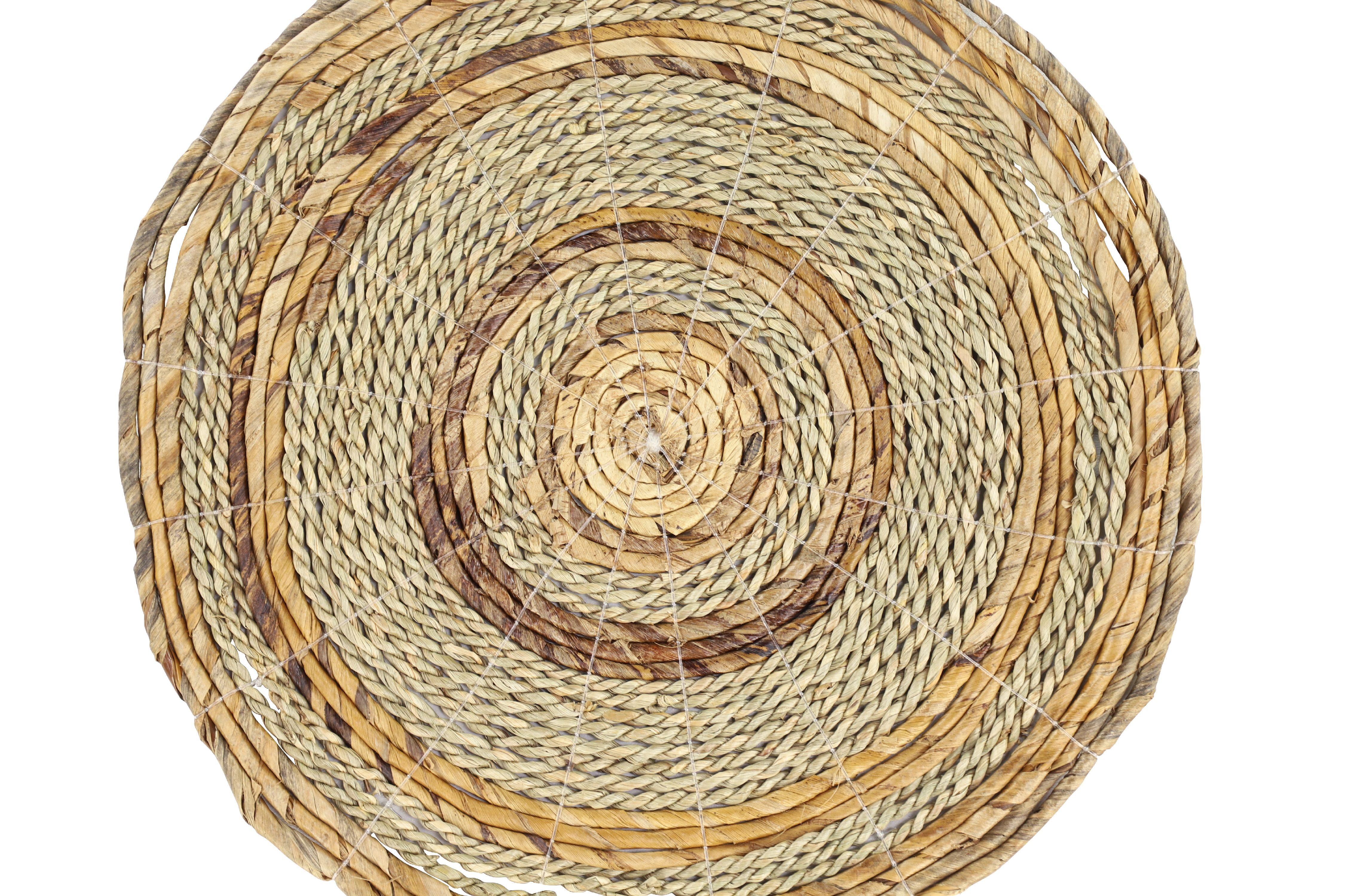 DecMode Round Natural Banana Leaf Wicker & Seagrass Placemats, Set of 4: 15” x .5” Each