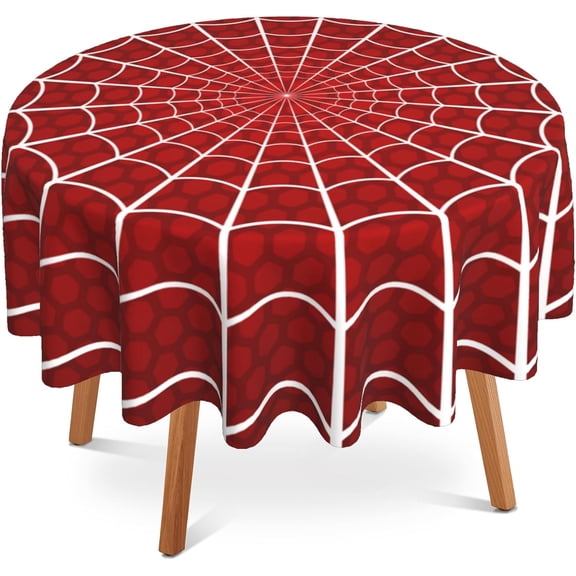 Spider Web Red Round Tablecloth 60 inch,Red Cobweb Circle Table Cover Stain Resistance Water Repellent Wrinkle-Free Table Cloth for Home Kitchen Dining Party Patio Indoor Outdoor