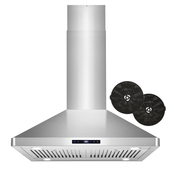 30 in. Lumin Collection Ductless Island Range Hood, Soft Touch Controls, LED Lights, Stainless Steel