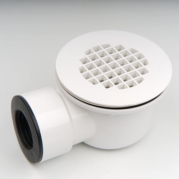 RVKXHD Low Profile Shower Base Drain with Perforated Strainer, 1.5 inch Side Outlet Shower Drain, PVC Drain for Trap and Drain Assembly.