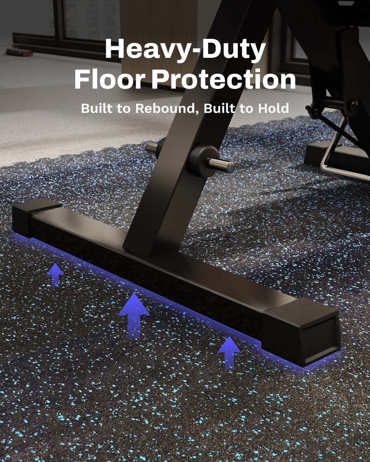 AIRHOP 0.79in Thick 72 Sq Ft Exercise Equipment Mats, 18 Tiles Upgraded Rubber Top with High Density EVA Foam, Large Interlocking Puzzle Gym Flooring for Home Gym, Heavy Weight Workout,Black & Blue