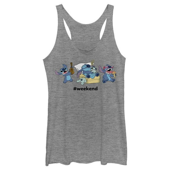 Women's Lilo & Stitch Weekend Party Time Racerback Tank Top Gray Heather Small