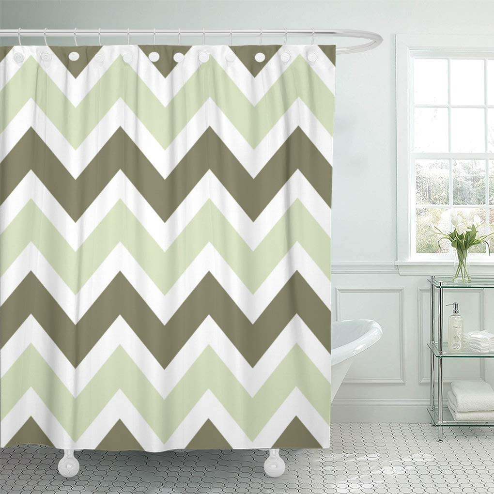 SUTTOM Girly Avocado and Celery Green Chevron Zigzag Preppy Modern