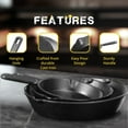 thumbnail image 2 of 3-Piece Black Cast Iron Skillet Set – Pre-Seasoned Frying Pans (6, 8, 10 Inch) – Oven, Stove, Grill, Campfire Safe – Easy to Use, 2 of 6