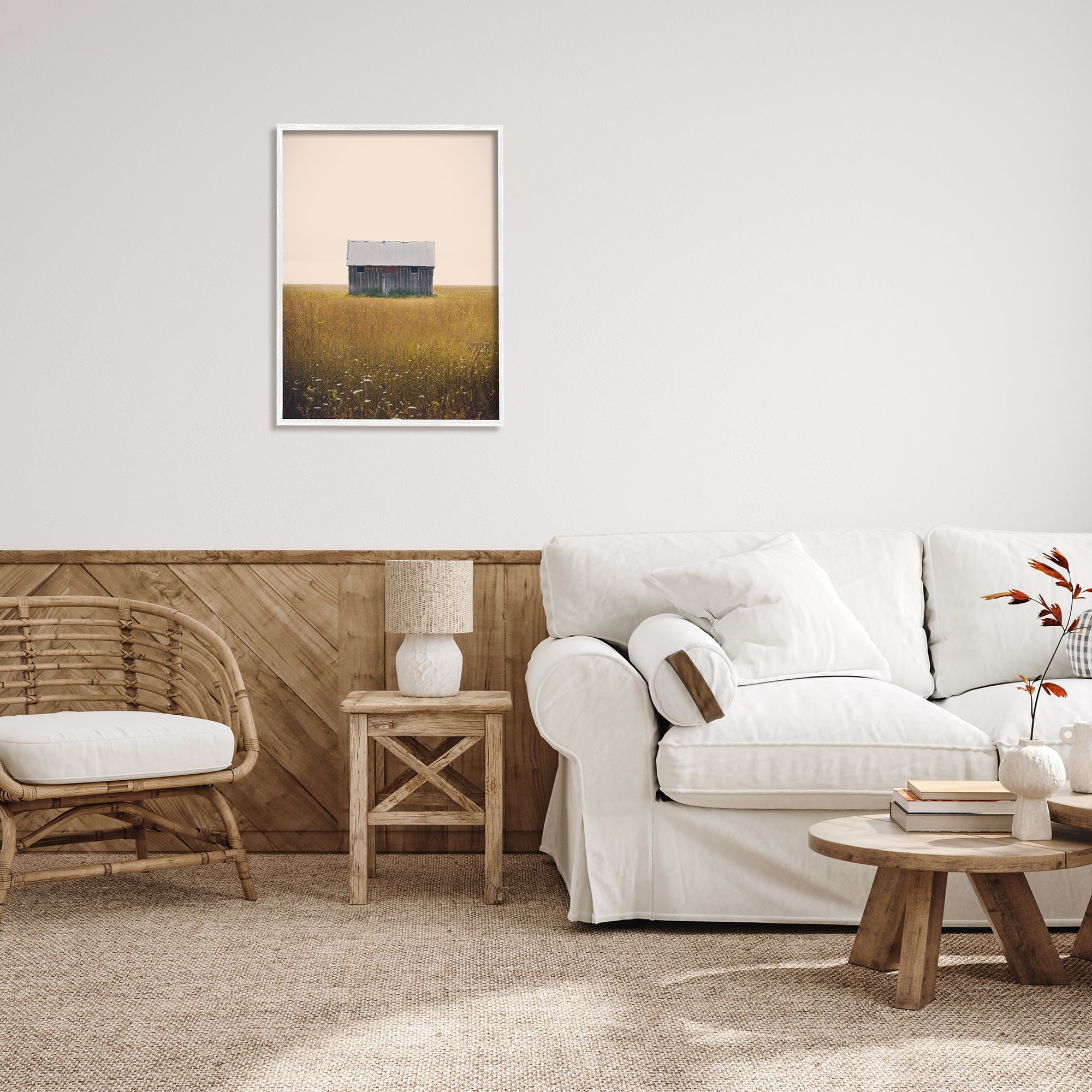 Stupell Industries Rural Countryside Shack Nature Photography White Framed Art Print Wall Art, 24 x 30