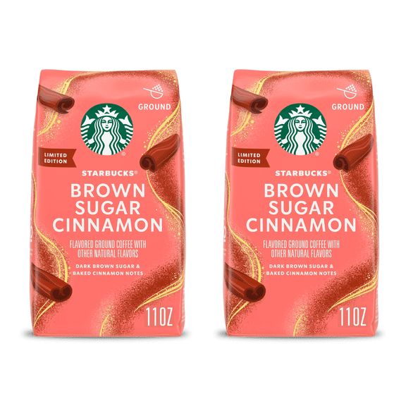 (2 Pack) Starbucks Brown Sugar Cinnamon, Ground Coffee, 100% Arabica, 11 oz Limited Edition