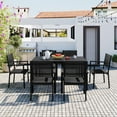 thumbnail image 2 of 7 Piece Outdoor Dining Set, Patio Dining Table Set for 6 Persons, Garden Patio Textilene Dining Furniture Set with Plastic-Wood Tabletop, Dining Table Chairs Conversation Set for Deck Patio, 2 of 8