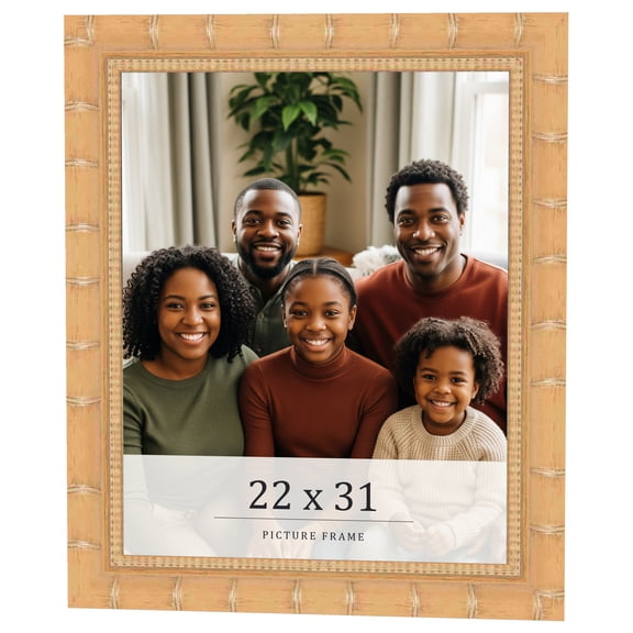 22x31 Light Brown Bamboo Real Wood Picture Frame Width 1.5 inches | Interior Frame Depth 0.5 inches