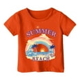 thumbnail image 3 of MIXUE Toddler Girls Tops & T-Shirts Beach Print Crew Neck Short Sleeve Comfortable Loose Fashion Casual Tops Pullover Tee Shirts Streetwear,Orange,3-4 Years, 3 of 3