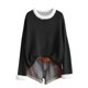 thumbnail image 1 of MHFRRA Camiseta Festiva de Manga Larga con Cuello y Estampado Festivo, Cómoda y Acogedora. Negro, 1 of 5