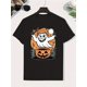 thumbnail image 1 of Ghosts & Pumpkins Boys' Cotton T-Shirt - Playful Halloween Graphic Tee with Cartoon, Jack-o-Lantern & Bats Design, Lightweight Breathable Short Sleeve Summer Top for Kids, 1 of 6